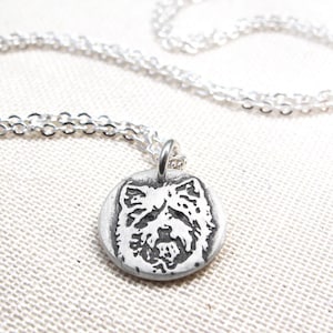 Tiny Cairn Terrier necklace in silver, dog memorial jewelry image 1