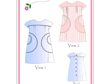 Nancy, PDF Dress Pattern, Sz 12mo to 4
