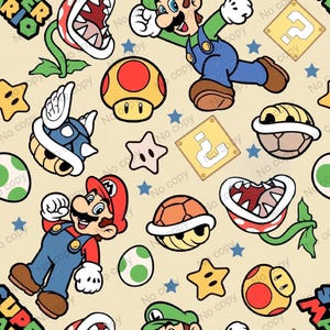 Mario Video Game Pattern, Super Bros Seamless Pattern, Bros Cartoon Seamless file, Mario Tumbler Wrap, Super Bros Pattern