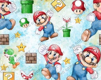 Mario Video Game Pattern, Super Bros Seamless Pattern, Bros Cartoon Seamless file, Mario Tumbler Wrap, Super Bros Pattern