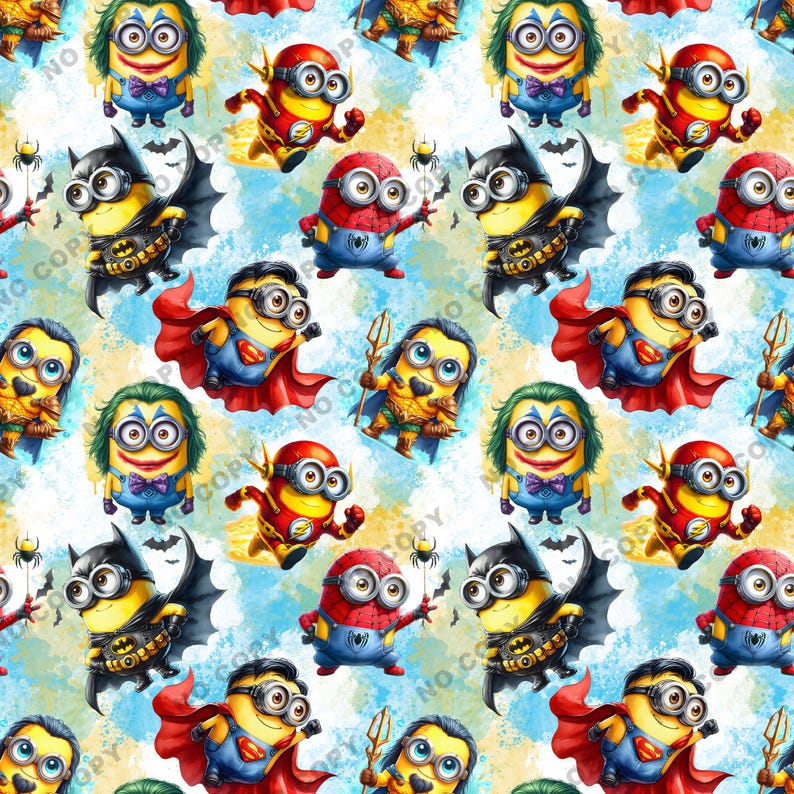 Minions Super Hero Seamless Pattern, Minions Summer Tumbler, Cartoon ...