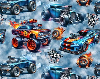 ホット レース カー シームレス パターン、クレイジー カー デジタル ペーパー、ホット カー タンブラー ラップ、レース カー 昇華ファイル
