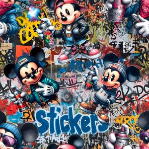 Mickey Graffitti Seamless File, Cartoon Seamless Pattern, Cute Seamless Pattern, Magic Kingdom Seamless, Mouse Seamless Pattern, Sublimacja