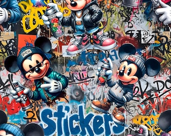 Mickey Graffitti Seamless File, Cartoon Seamless Pattern, Cute Seamless Pattern, Magic Kingdom Seamless, Mouse Seamless Pattern, Sublimation