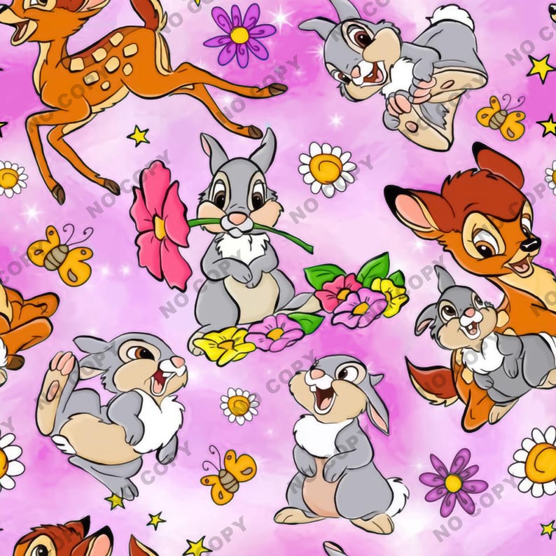 Bambi Seamless File, Bambi Seamless Pattern, Bambi Tumbler, Cartoon ...