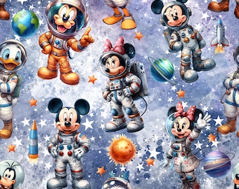 Mickey Space Seamless,Mickey Seamless File, Cartoon Seamless Pattern, Cute Seamless Pattern, Mouse Seamless Pattern, Mickey Sublimation