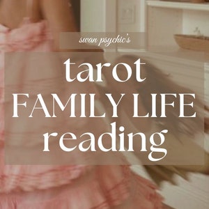 Może przedstawiać: Osoba w rozmytym obrazie nosi różową sukienkę z falbankami. Na obrazie nałożony jest tekst "tarot FAMILY LIFE reading".