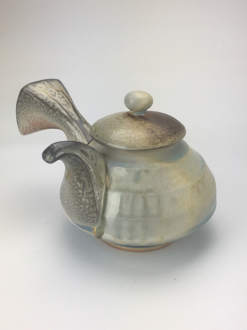 wood fired Lavender Side Handle Teapot
