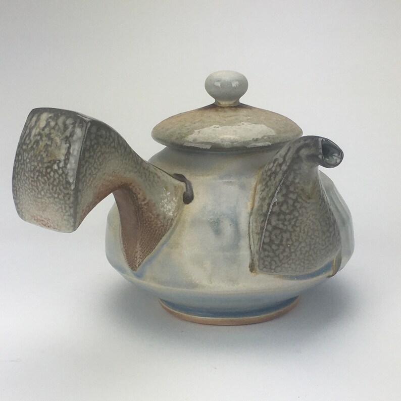 wood fired Lavender Side Handle Teapot