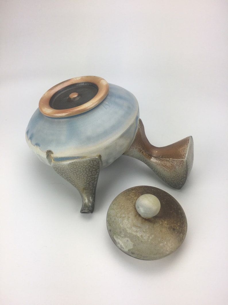wood fired Lavender Side Handle Teapot
