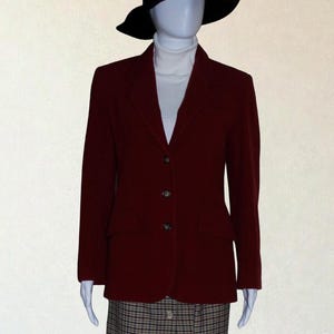 Vintage Late 90s GAP Wool Angora Blazer - Deep Brick Red Structured Jacket