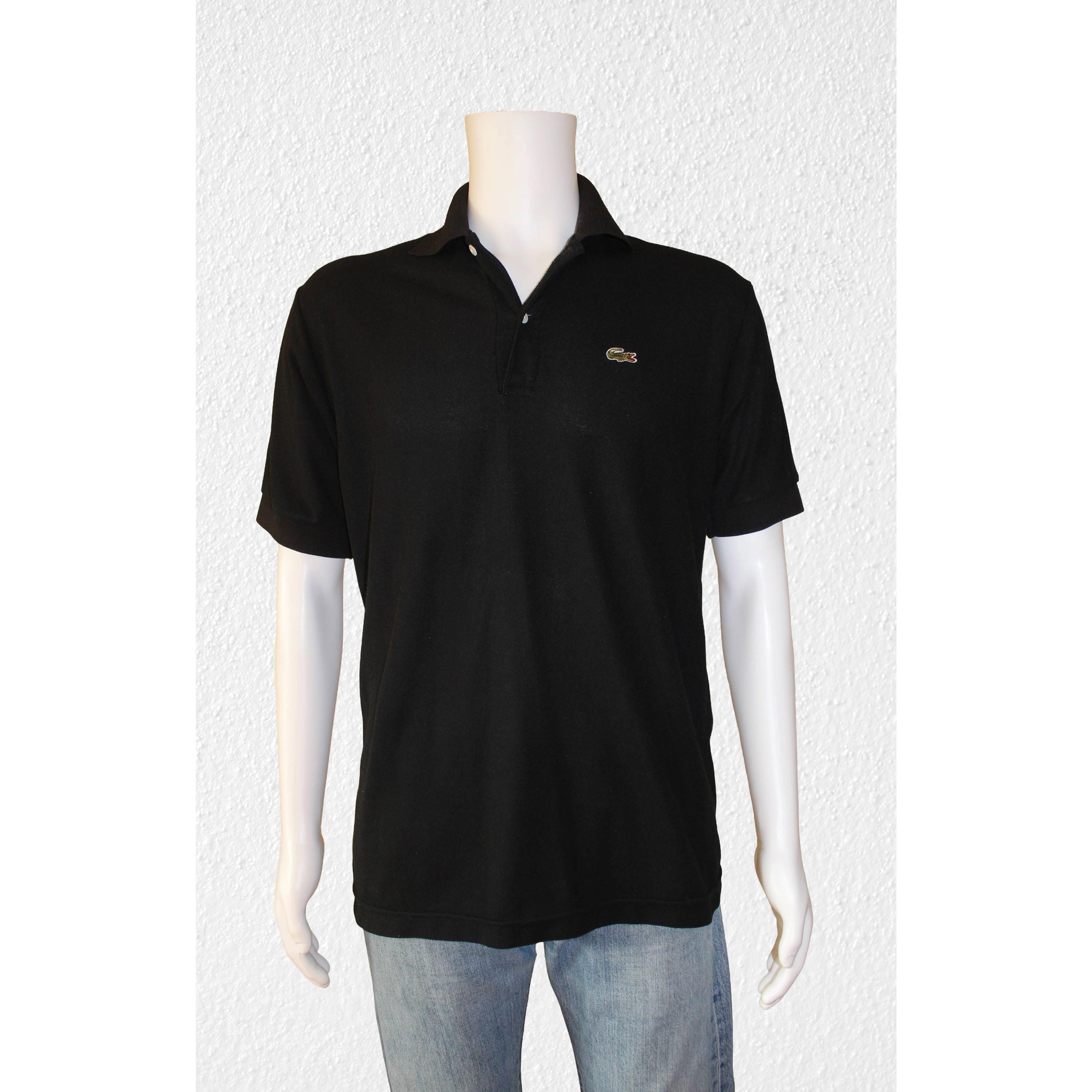 Vintage 80s Chemise Lacoste Polo Shirt: Black Pique Preppy Knit - Etsy