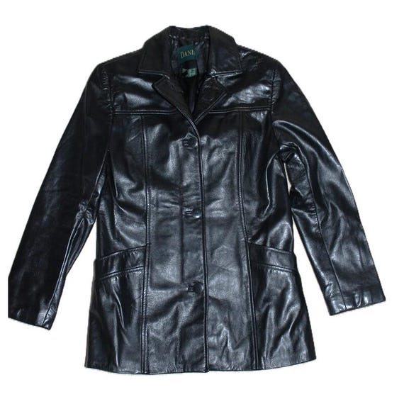 Vintage 90s Danier Black Leather Midi Jacket, Made in Canada - Etsy