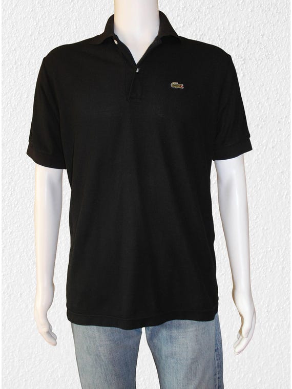 Vintage 80s Chemise Lacoste Polo Shirt: Black Pique Preppy Knit - Etsy