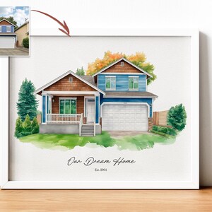 Ritratto di casa, dipinto di casa da foto, ritratto di casa personalizzato ad acquerello, regalo di inaugurazione della casa, regalo di chiusura per agente immobiliare, regalo per la prima casa