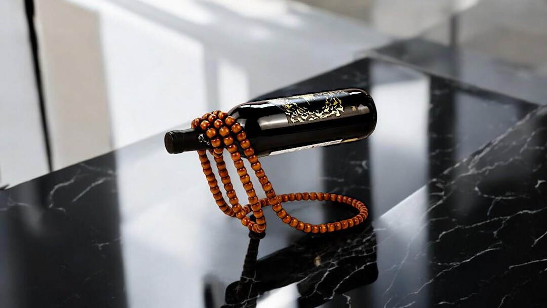 Elegant Wood Bead Wine Rack Chinese Retro Solid Wood Tabletop Wine ...