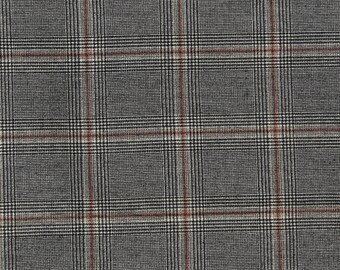 Vintage 100% Wool Plaid Tartan Fabric Suiting Material Houndstooth 63" Wide, 2 Yards Brown Black Tan Medium Weight Wool Fabric