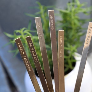 Custom brass plant markers Metal garden labels Garden herb markers Outdoor plant signs Personalized plant labels Gardeners gift image 3