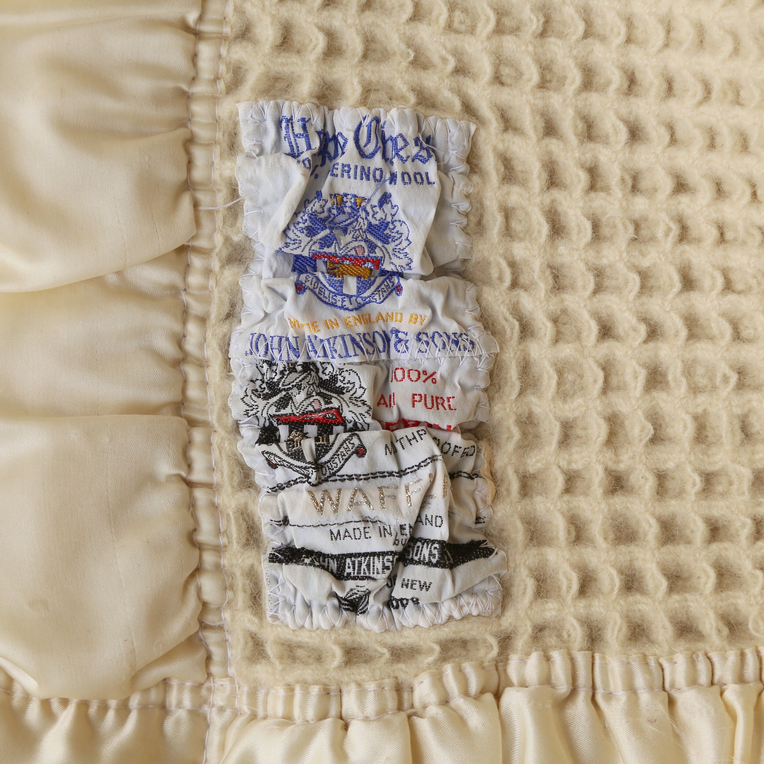 Vintage John Atkinson Waffle Knit Blanket 100 Merino Wool Etsy