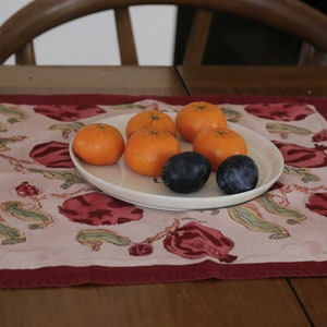 6 Couleur Nature Pomegranite Napkins Red Pink Bruno Lamy French Country Cotton Provence Summertime Tableware Southern France Hand Printed image 4