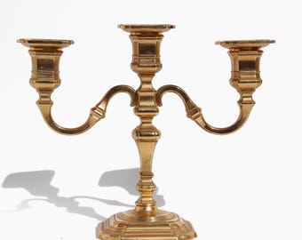 Fritz Nagel for BMF Three Arm Candelabra, Made in 1950s West Germany, Art Deco Candle Holder, Ornate 24k Gold Plated Candle Holder