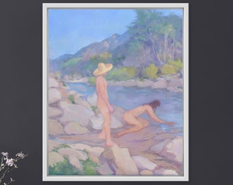 River Bather Painting on Canvas by Michelle Farro