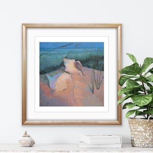 Seashell Art Print- Seascape Painting, Beach Decor, Beach Lover Gift, Beach House Gift, Sea Shell Decor, Coastal Decor, Still Life Painting