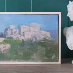 Landscape Painting, Oil Painting, Framed Landscape Art, Villa Art, Old City Wall Art, Mediterranean Decor, Neoclassical Art, Italy Wall Art