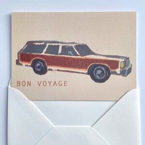 Bon Voyage Karte, Abschiedskarte mit Retro Kombi
