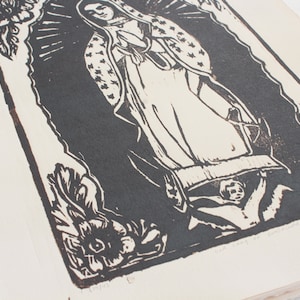 Woodblock Print Our Lady of Guadalupe, Virgin Guadalupe Block Print, Virgin Mary Wall Art, Mother Mary Gifts, Original Art by Michelle Farro image 9