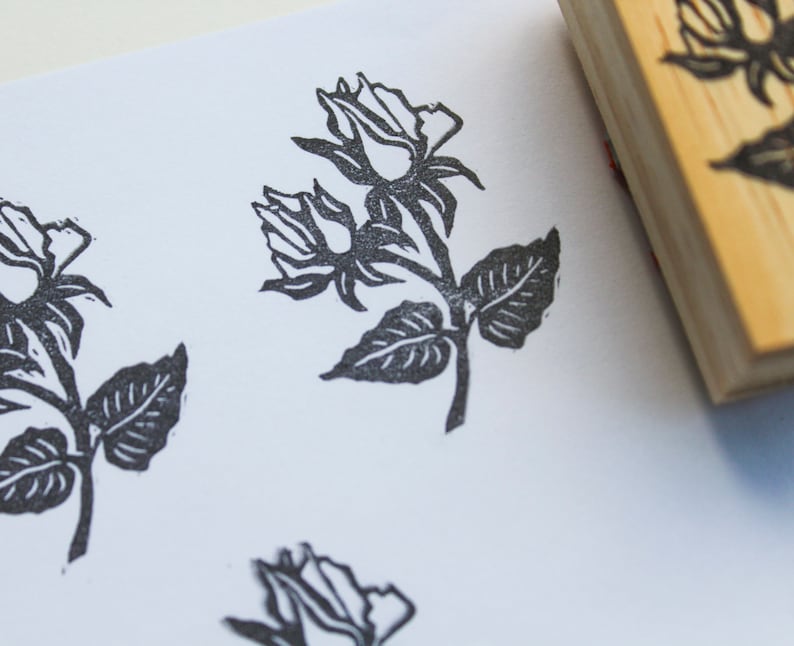 Rose Rubber Stamp | Floral Craft Stamp, Personalized Option - Etsy