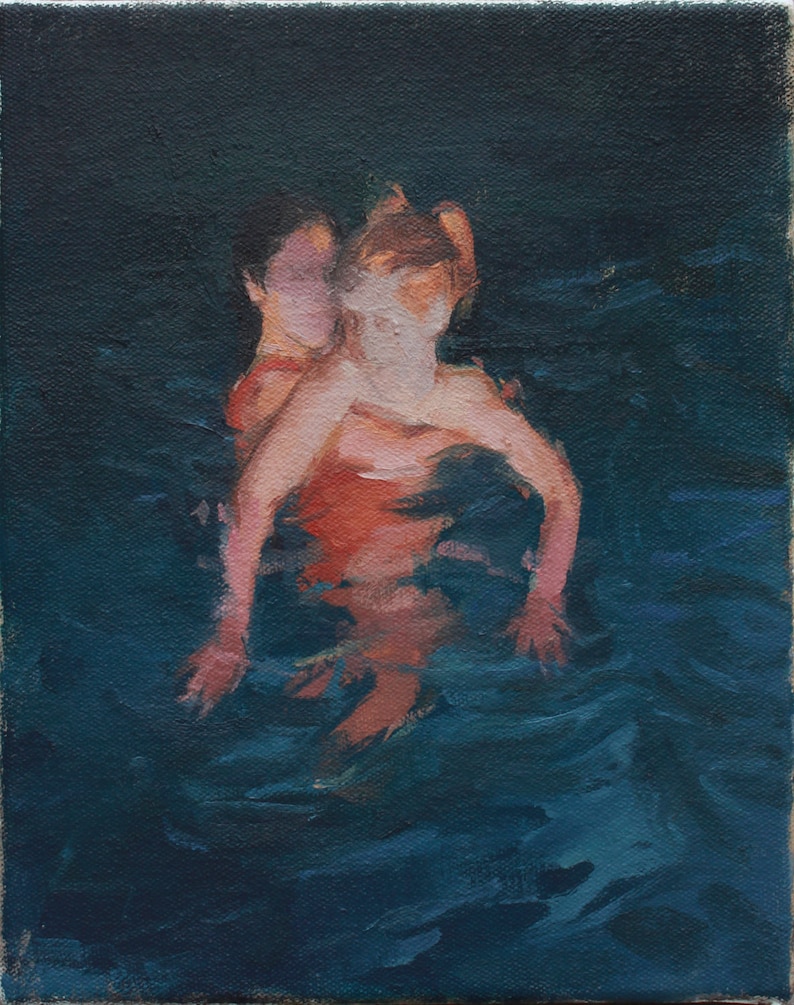 Swimmers Painting, Swimmers Art Print, Figure Painting, Contemporary Art by Michelle Farro image 1