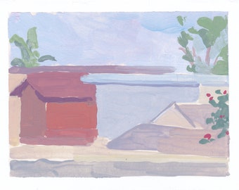 California Landscape Painting, Plein Air Painting, Aquarel + Gouache Originele Kunst door Michelle Farro
