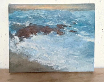 Landschap schilderij, strand schilderij, originele olieverfschilderij, stormachtige zee, nautisch schilderij door Michelle Farro