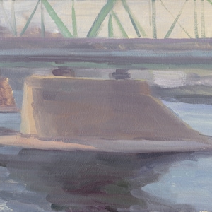 Plein Air Gemälde auf Leinwand, Lambertville New Hope Bridge, Landschaftsbrücke Kunst, Landschaftsgemälde, Original Ölgemälde, Plein Air Oil