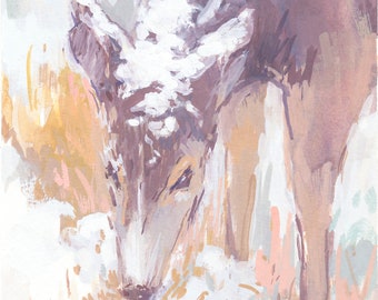 Deer Painting Wall Art Print by Michelle Farro