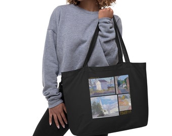 Large Tote Bag for Women, Landscape Tote Bag, Lambertville NJ Gift, Eco Bag, Book Tote Bag, Reusable Grocery Bag, Fine Art Tote Bag