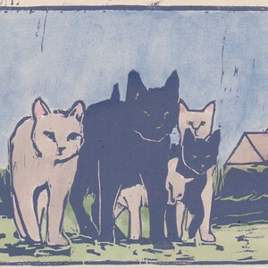Cat Art Woodcut Print by Michelle Farro