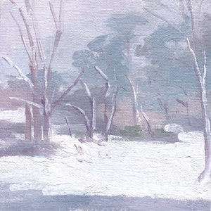 Trees in Snow Winter Painting on Canvas by Michelle Farro