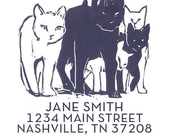 cat address stamp / custom address stamp / personalized cat lover gifts