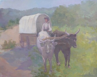 Farm Painting Canvas Art, Cowboy Art, Original Painting by Michelle Farro