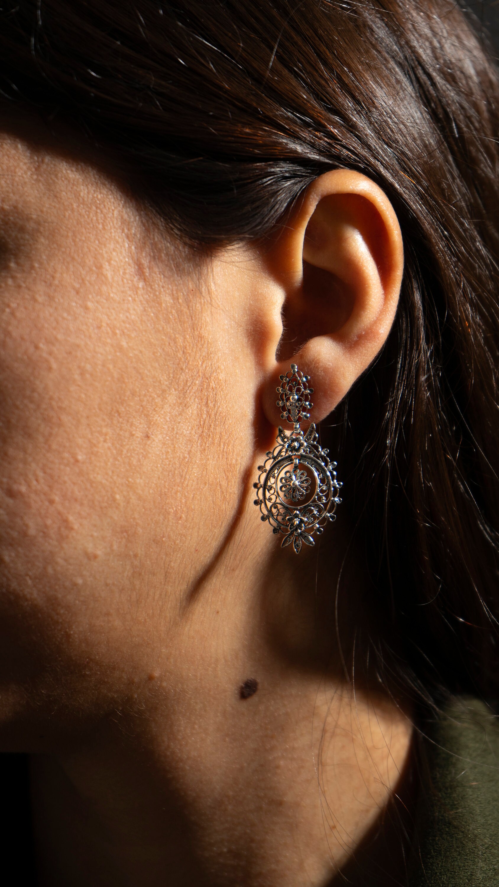 Boucles D'oreilles Vintage Plaqué Argent - Style URSS Soviétique - Bijou Rétro