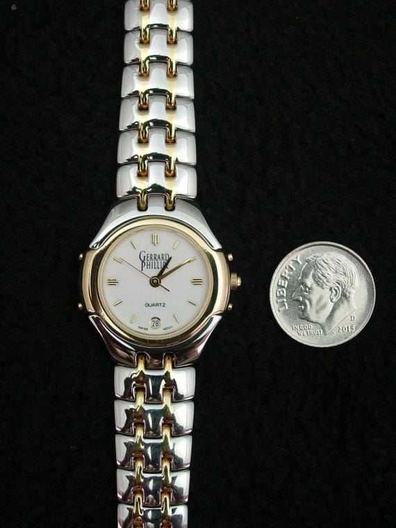 NEW, Wristwatch, Lady's, Gerrard Phillipe France Stainless & Gold, Swiss 7 Jewel