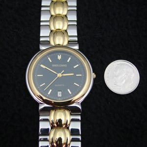 New Wristwatch, Men&#39;s Simon Chang Stainless Steel Real Gold Plate 7 Jewel Quartz