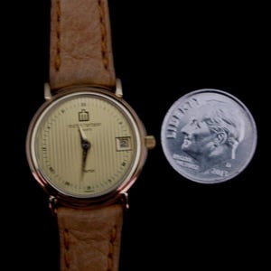 NEU, Armbanduhr, Damenuhr, Michel Herbelin Gold Leather Swiss 7 Jewel French