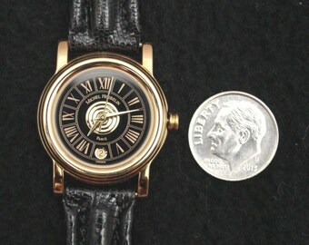 NUEVO, Reloj de pulsera para dama Michel Herbelin, oro, cuero, ETA Swiss 7 Jewel 12877-P23