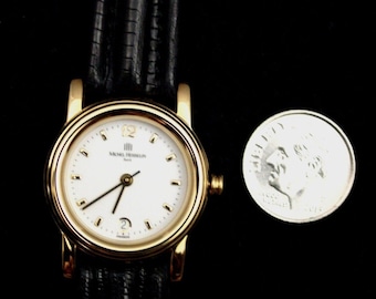 NUEVO reloj de pulsera para mujer Michel Herbelin, dorado, piel, ETA Swiss 7 Jewel, Francia