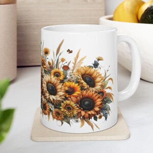 Tazza Girasoli Il miglior regalo di compleanno per gli amanti del caffè e dei fiori Presenta un grazioso design floreale Perfetto per ogni occasione 11oz