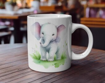 Olifantmok: levendig aquarelontwerp, cadeau voor dierenliefhebbers