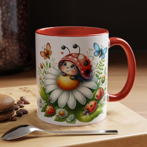 Ladybug Mug Best Gift for Animal Lovers Best Birthday Present Vibrant Design Ideal Cup for Coffee and Nature Enthusiasts Ceramic Mug 11oz